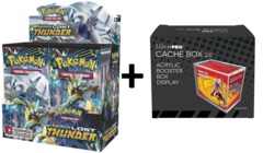 MINT Pokemon SM8 Lost Thunder Booster Box PLUS Acrylic Ultra Pro Cache Box 2.0 Protector